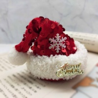 Barrettes et chapeau de Noël pour filles avec décoration en tissu flocon de neige et paillettes 10x6cm, saisonnières pour tenue de fête festive