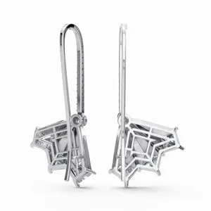 Pendientes de Diseño Venus Celestial Arc, Pendientes de Diamantes Redondos y con Corte Princesa en Oro Blanco de 18K, en Venta para Exportación - Product Image 2