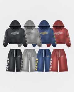 ชุดเซ็ตวินเทจผู้ชาย เสื้อฮู้ดดี้แบบสวมหัว กางเกงจ็อกเกอร์ลำลอง สไตล์สตรีทแวร์ ชุดกีฬาเข้าชุด 2 ชิ้น - Product Image 1