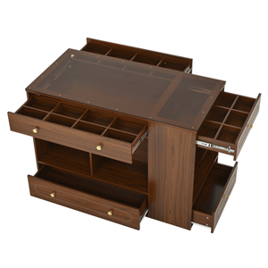 Armario de Isla con 6 Cajones y Estantes Abiertos, Ropero con Vitrina de Cristal para Dormitorio, Organizador de Joyas y Tocador - Product Image 2