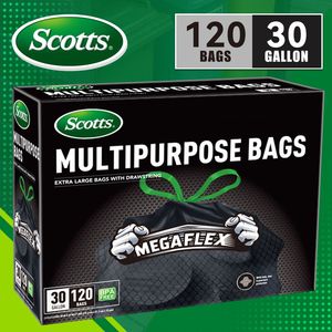 Sacchi per la Spazzatura Scotts Grandi con Cordoncino, 120 Pezzi, 30 Galloni, Sacchi Neri Monouso Resistenti allo Strappo per Cucina e Uso Domestico - Product Image 1