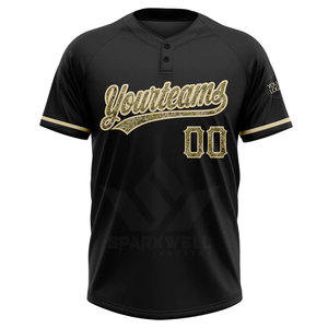 Maillot de baseball noir personnalisé pour homme, manches courtes, sublimation rouge et verte, nom et numéro de l'équipe, évacuation de l'humidité, fermeture boutonnée, vêtements de sport - Product Image 6
