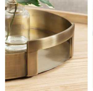 Plateau décoratif rond moderne avec poignées, emballage en une seule pièce - Product Image 3
