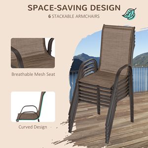 Set di Mobili da Esterno in Marrone Chiaro a 8 Pezzi con Ombrellone da 2,7 m, Tavolo e Sedie da Pranzo per Ospedali e Impianti Sportivi - Product Image 6