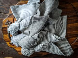 Essuie-tout en lin rayé style français, torchon de cuisine épais, serviette de table rayée naturelle, serviette de table rustique durable - Product Image 5