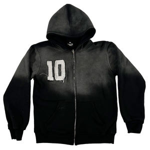 Sweat à capuche épais en molleton vintage pour homme 2026, style streetwear, avec logo personnalisé, fermeture éclair double tête, 100 % coton, décontracté - Product Image 1