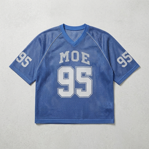 Trendy Boxy Fit Oversized Customised Breathable See Through Mesh American Football Jersey Custom Logo OEM Bulk Streetwear - Product Image 3