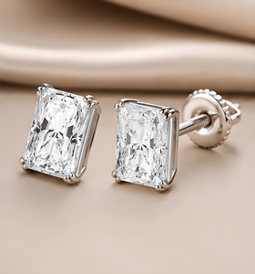 Lab Grown Diamond Radiant Cut Stud <b>Earrings</b> | Solitaire Diamond <b>Earrings</b> for Women | <b>Fine</b> Jewelry - Product Image 3