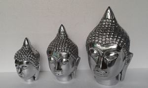 Religious Style <b>Buddha</b> <b>Head</b> Statue Cast in Metal-Aluminium - Product Image 5