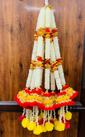 Mogra Gota Pom karangan bunga buatan tangan dekoratif tali lonceng dekorasi panggung pernikahan Haldi, Mehndi, Sangeet, pesta nikmat Dekorasi Rumah