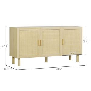 Mobiletto Boho con 3 Ante Regolabili in Rattan Naturale per Soggiorno, Cucina e Garage - Product Image 3