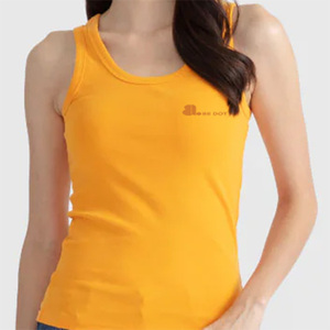 Camiseta sin mangas de punto acanalado informal para mujer - Mezcla de elastano/algodón de secado rápido, ecológica, transpirable, cuello redondo, corte regular, para verano - Product Image 1