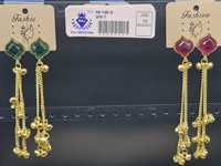Boucles d'oreilles pendantes en forme de feuille plaquées or indien avec pierres précieuses, longue chaîne, pampilles Ghungroo, bijoux en cristal, lot en gros