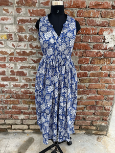 Robe indienne en coton imprimée à la main, 100% coton, tunique brodée florale, style décontracté, longue robe maxi, prix usine - Product Image 2