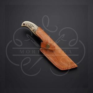 Cuchillo de Caza de Acero Inoxidable de Damasco con Grabado de Lobo, Mango de Madera Exótica, Hecho a Mano, Cuchillo para Bushcraft, Hoja de 3 Pulgadas, 1 Año de Garantía - Product Image 3