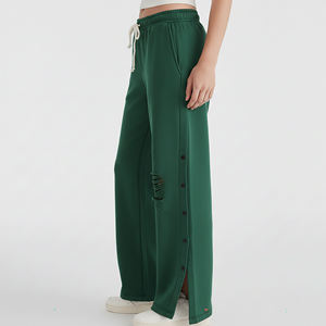 Pantalon de jogging large en polaire tendance pour l'hiver, taille élastique de haute qualité, logo brodé personnalisé, style streetwear déchiré - Product Image 3