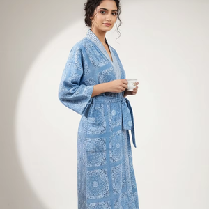 Bata de Terciopelo Kimono, Chaqueta Estilo Boho con Forro de Algodón Indio, Clásica, Elegante y Sexy, Regalo para Adultos, Invierno - Product Image 1