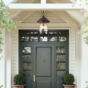 Lanterna Rustica da Esterno 19'' (H) Lampada a Sospensione Vintage Resistente alle Intemperie con Paralume in Vetro Trasparente Illuminazione Esterna Impermeabile - Product Image 2