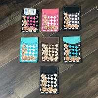 Porte-cartes d'identité en cuir fait main de luxe, personnalisé et gravé à la main, motif à carreaux, fin, sans fermeture, faible MOQ