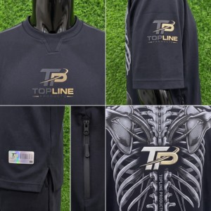 Camisetas de algodón al por mayor para hombre, negras, cuello redondo, manga corta, de secado rápido, informales, de corte regular, con logo impreso por transferencia térmica en la parte delantera. - Product Image 2