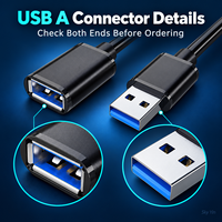 Kabel Ekstensi USB 3.0 Male to Male to Female, Kabel Printer, Kabel USB untuk Hard Drive Enclosure, Aksesoris Laptop, Pasokan Grosir