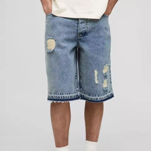 Nouveau Short en Jean Droit Tendance 2026 pour Homme, Effet Usé, Respirant, Ample, Léger, Motif Tendance Automne, Style Décontracté - Product Image 3