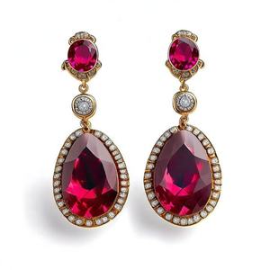 Pendientes de granate Hydro Round & Pear Drop de 8 mm |   Pendientes de Plata de Ley 925 Chapados en Oro de 18K, Joyería India Vintage a Precio de Mayoreo - Product Image 6