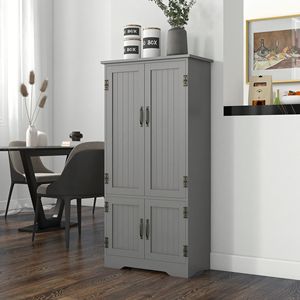 Armadio da Terra Grigio Stile Fattoria da 49 Pollici per Dispensa e Sala da Pranzo, con Ripiani Regolabili e Ampio Spazio, Credenza da Cucina - Product Image 2