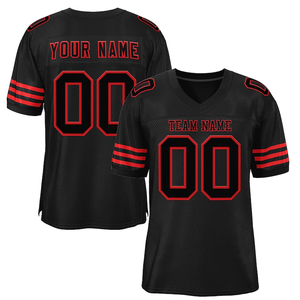 เสื้อฟุตบอลอเมริกันแบบกำหนดเอง คอวี แขนสั้น ผ้าตาข่ายพิมพ์ลายแบบ Sublimation โพลีเอสเตอร์ 100% ระบายอากาศได้ดี ซับเหงื่อด้านหน้า พร้อมชื่อทีม - Product Image 1