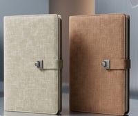 Carnet de notes en tissu premium avec fermeture à cadenas, finition élégante en lin, avec sangle de fermeture, carnet de notes A5 en tissu premium