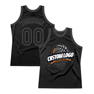 Maillot de basket-ball personnalisé avec logo, en mesh noir, impression sublimée, unisexe, pour adulte, débardeur respirant, séchage rapide, en polyester - Product Image 1