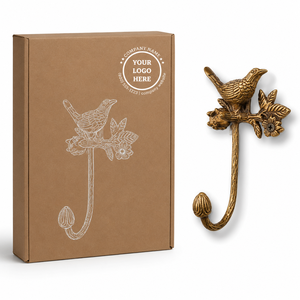 Vintage Brass Bird Flower <b>Wall</b> Hook Handmade Durable Anti-Rust Multi-Purpose Decorative Coat Hanger Entryway Rustic Home Decor - Product Image 3