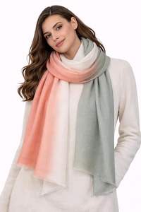 Écharpe en cachemire et laine fine respirante pour femme VIC, 3 tons dégradés, 70x200cm, design de luxe - Product Image 6