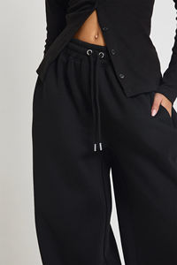 Top Trending Women's Two Piece <b>Knitted</b> <b>Set</b> Long Sleeve Top Wide Leg Pants Solid Color Loose Fit All Seasons Casual - Product Image 2