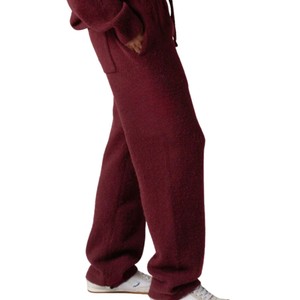Knit Jogger <b>Pants</b> Burgundy Casual Sweatpants Elastic Waist Lounge Wear Soft Knit Trousers Relaxed Fit for Men Women - Product Image 6