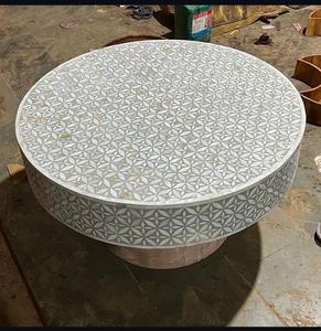 Mesa con Incrustaciones de Hueso de ILAHI, Diseño Moderno con Detalles de Ágata, Almacenamiento Portátil, Muebles para el Hogar - Product Image 4