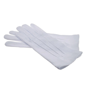 High Quality Soft White Full Finger Gloves Solid Color Fabric Material Classical Style Sew-On <b>Badges</b> Application - Product Image 1