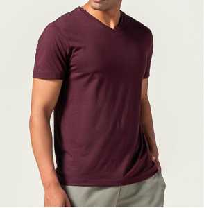 T-shirt décontracté pour homme STELLAR, col en V, manches longues, coupe classique, uni, teint, polyester/coton, 220g - Product Image 1