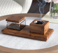 Ensemble de plateau de brûleur d'encens en bois d'acacia de l'Aïd Mubarak