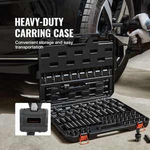 Set di chiavi a bussola a impatto da 90 pezzi (6 punte) SAE/Metrico per riparazioni auto (attacco da 3/8 pollici, da 1/4 a 19 mm, acciaio legato Cr-Mo, misura 22 mm) - Product Image 6