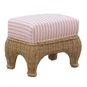 <b>Rectangular</b> Handwoven Rattan Bench Stool with Striped <b>Cushion</b> Top Elegant Natural Wicker Seating Durable Eco Friendly OEM ODM - Product Image 3