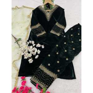 Mono de Fiesta Bordado de Diseñador con Pantalón y Dupatta, para Ocasiones Especiales - Product Image 2