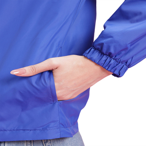 Women Color Blocked <b>Racer</b> <b>Jacket</b> Full Sleeve Stand Collar Windproof Polyester Spring Coat Regular Length Blue Red Contrast - Product Image 3