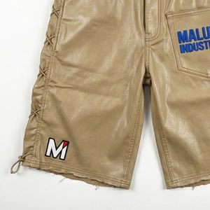 Shorts Unisex de Diseño, Color Negro Sólido, Cintura Elástica, Estilo Cuero, Cargo, Streetwear, Hip Hop, Urban, Maluza Industries - Product Image 2