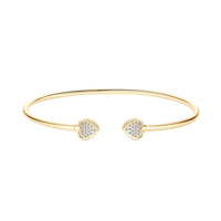 Bracelet ouvert en argent 925 plaqué or avec double cœur incrusté de zircon, bijoux pour femmes, personnalisable, idéal comme cadeau pour les petites amies