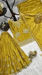 Nueva Colección de Salwar Kameez Moderno y Elegante con Corte Acampanado, en Seda Chinon Pura de Secado Rápido, para Todas las Temporadas, con Bordado para Bodas - Product Image 6