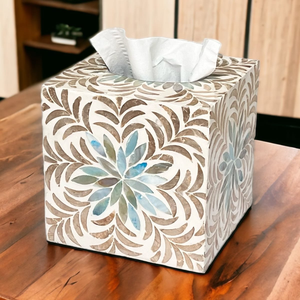 Caja para pañuelos de nácar con patrón de rejilla de diamantes - Decoración del hogar - Product Image 5