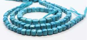 AAA Turquoise Faceted Cube Shape Beads 7.5-8MM Indian Turquoise Box Gemstone Beads 8 Inch Faceted Turquoise Square Beads Jewelry - Product Image 3
