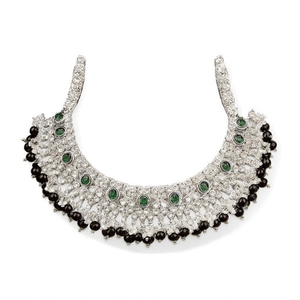 Collier ras-de-cou en or 18 carats plaqué or avec diamants, pierres de cristal et perles - Bijoux de fête - Product Image 1