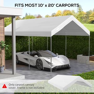 Abri de voiture 6m x 3m résistant aux UV, couverture de garage pour une ou deux voitures avec cordons élastiques - Blanc - Product Image 4
